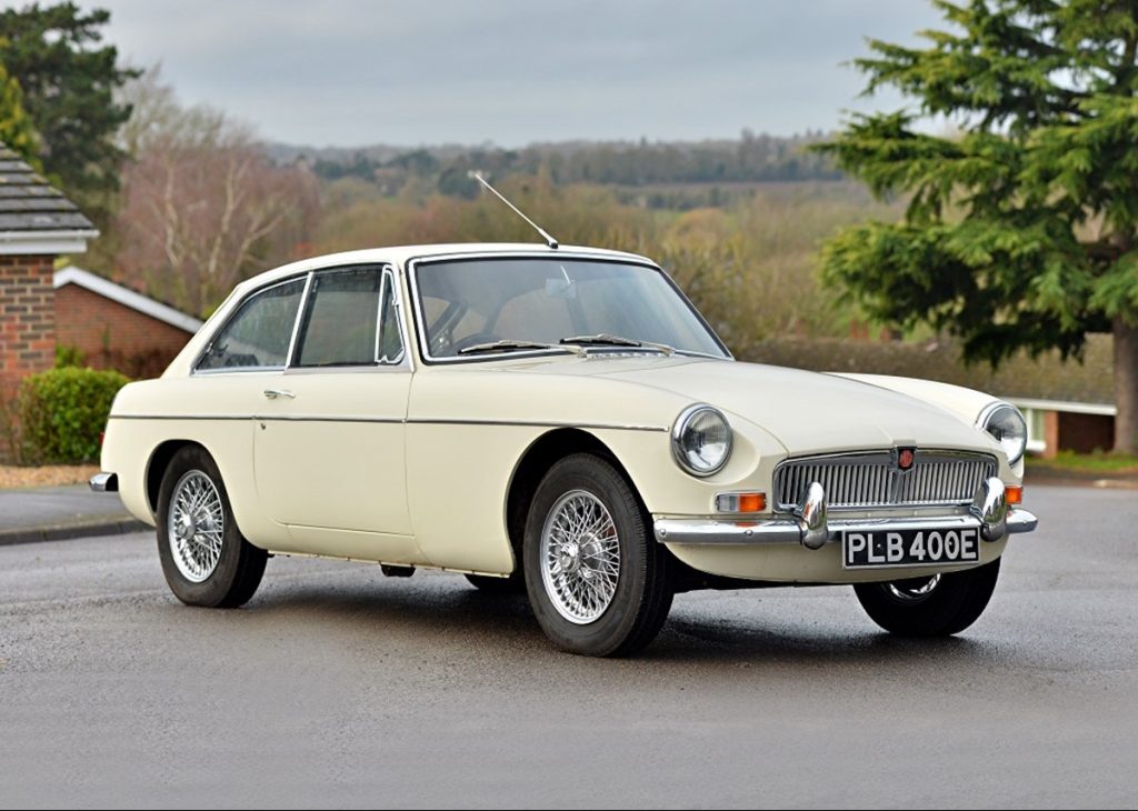 White MGB which is exempt from MOT under UK MOT exemption rules