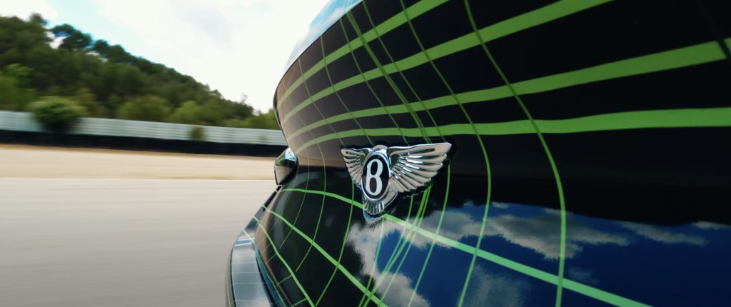 Bentley Continental GT trunk badge close up driving