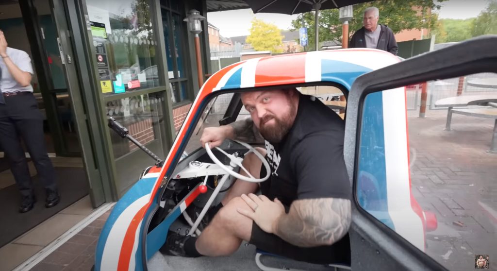 Eddie Hall squeezed into a Peel