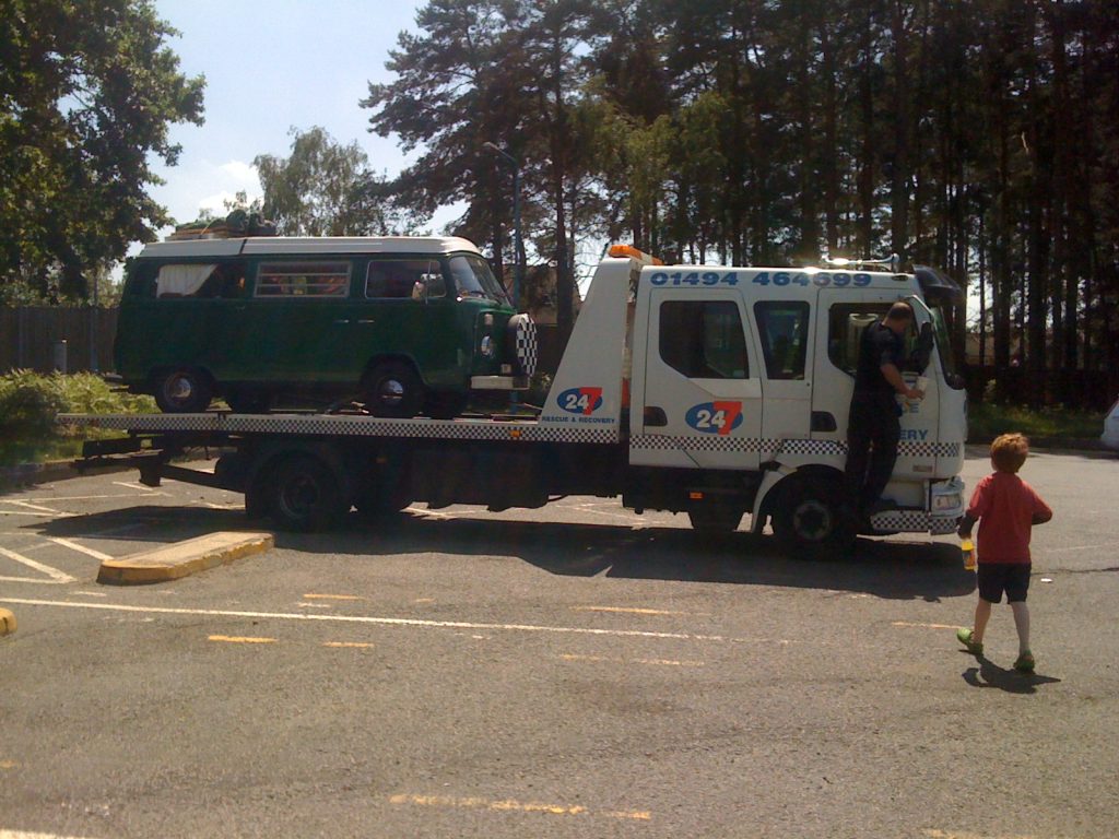 VW T2 campervan on flatbed