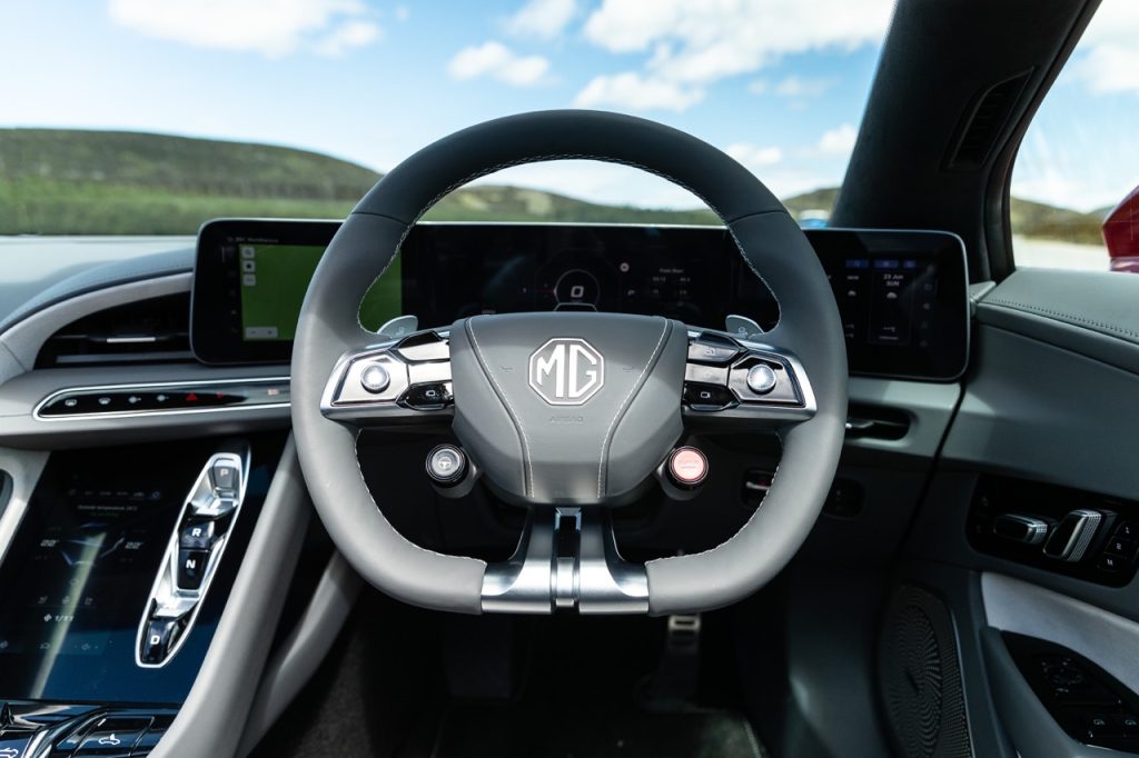 MG Cyberster steering wheel touchscreens