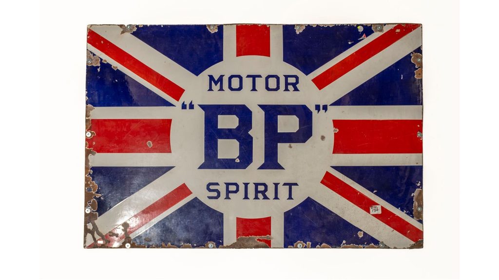 BP Union Jack enameled sign