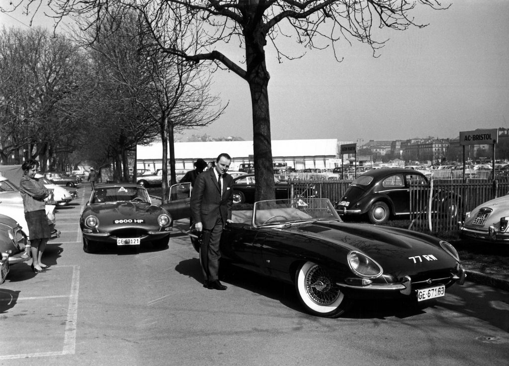 1961 Jaguar E-Type debut black white