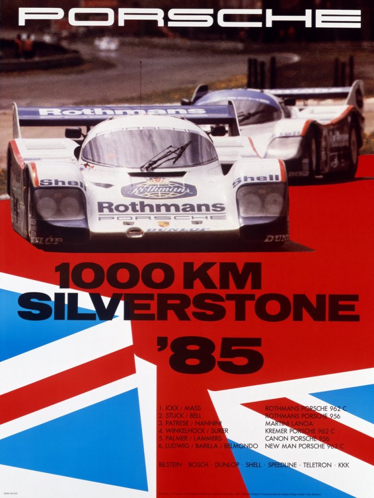 1985 1000Km Silverstone Porsche 962 poster