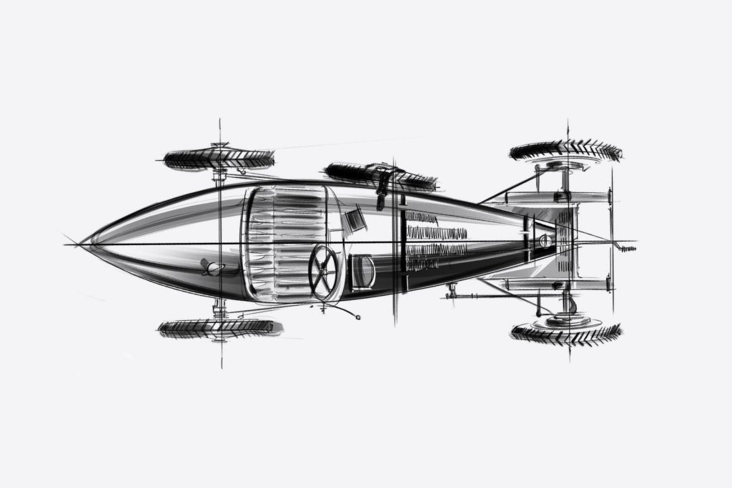 Bugatti Type 35 sketch overhead