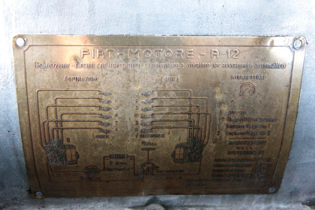 Fiat Mefistofele firing order placard