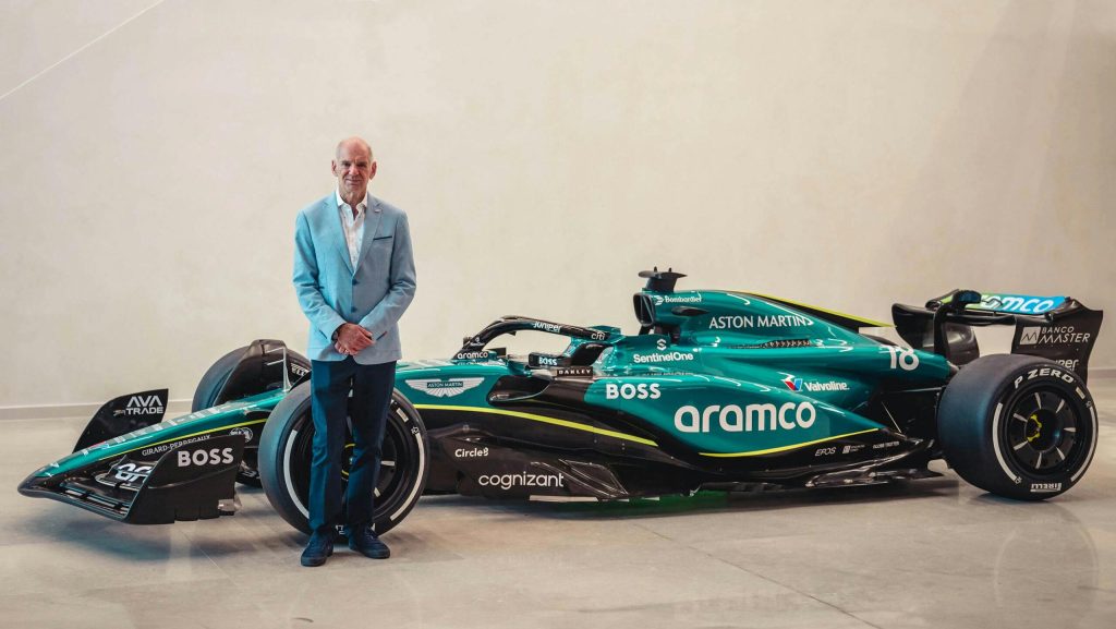 Adrian Newey with Aston Martin F1 car