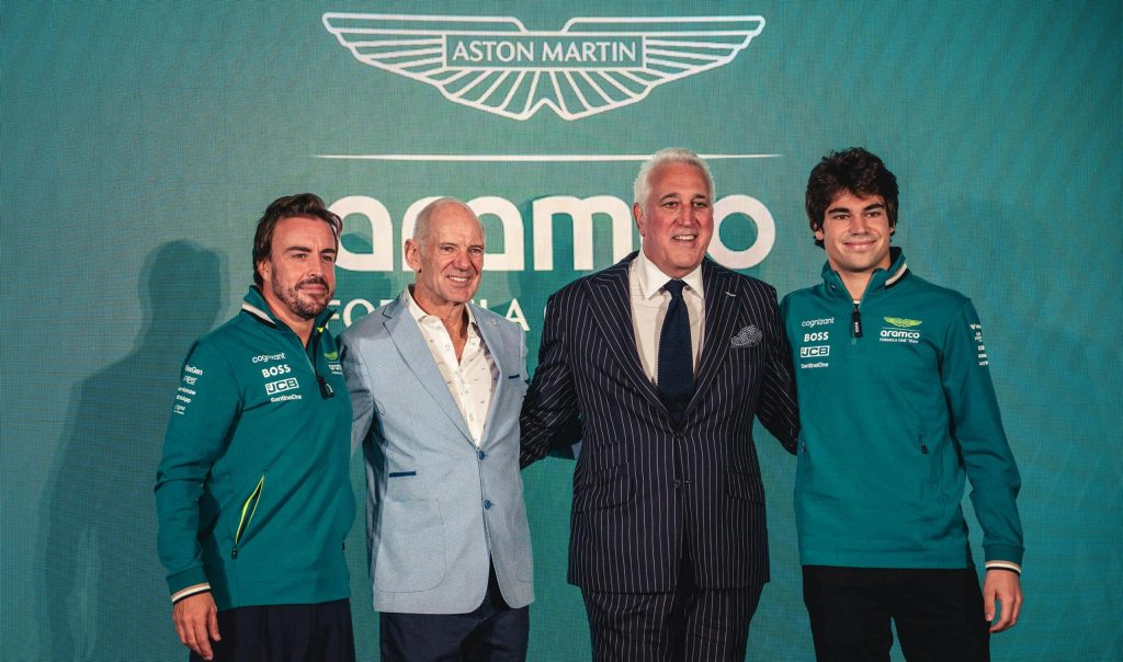 Fernando Alonso, Adrian Newey, Lawrence Stroll, Lance Stroll