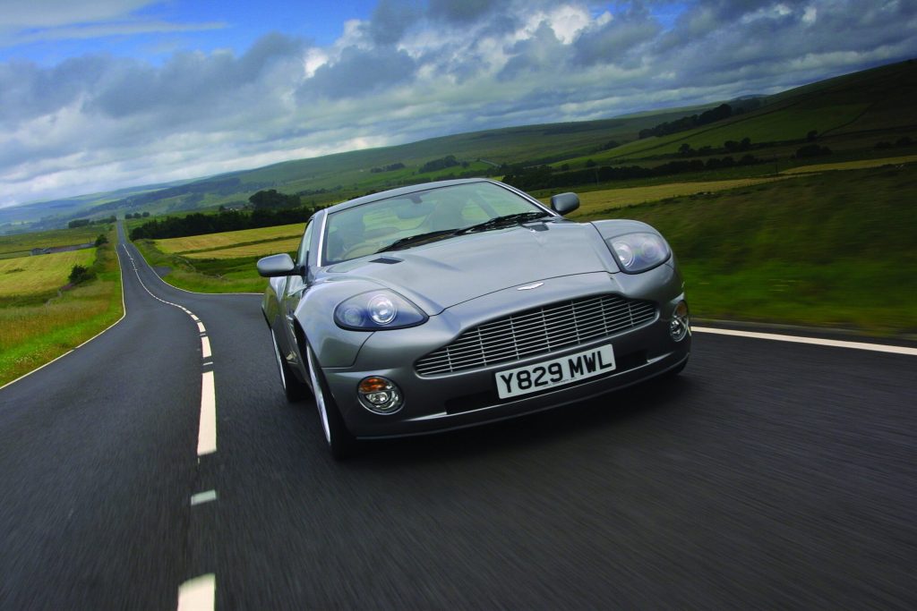 Aston Martin Vanquish driving head on