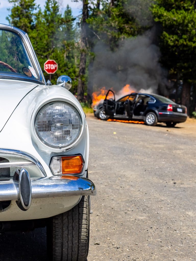 Sunbeam Tiger VW Passat fire