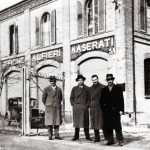 1934_Bologna,_Maserati_brothers_outside_officina