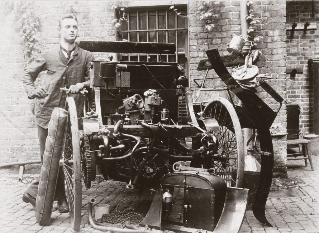 C S Rolls with his 3 3/4 hp Peugeot