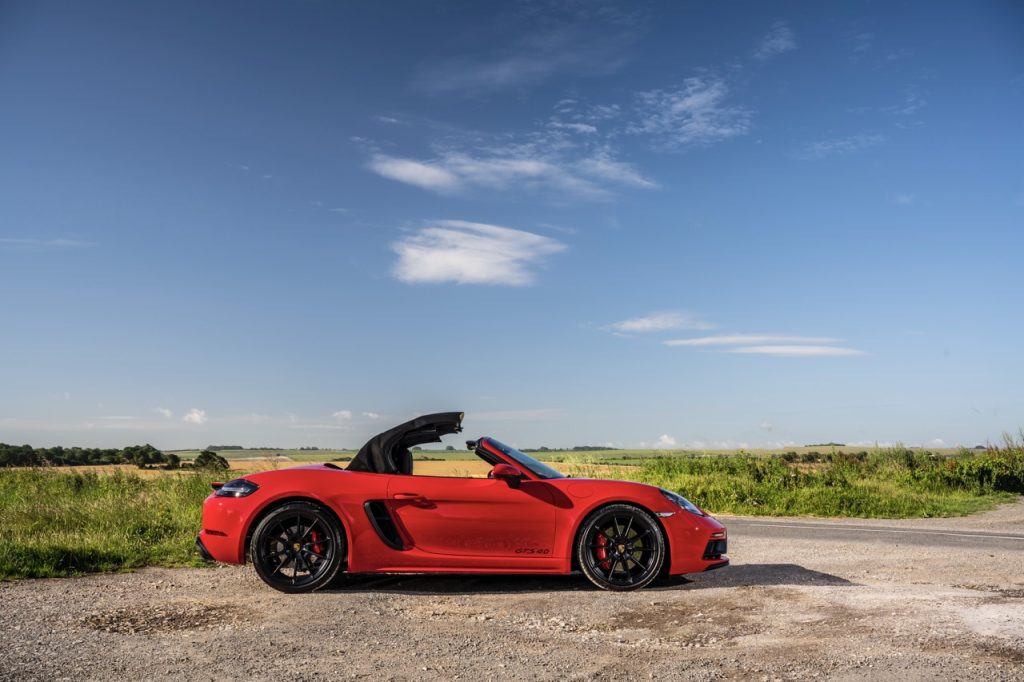 Porsche 718 Boxster GTS profile top in action