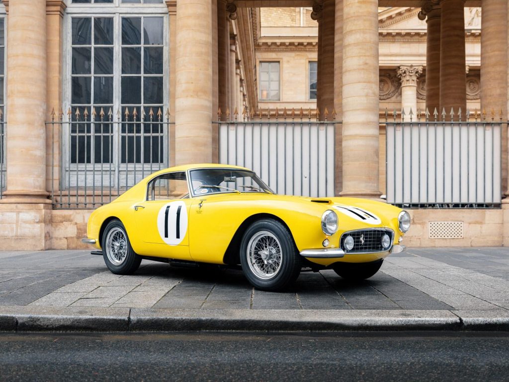 Vintage yellow Ferrari race car