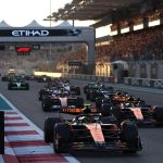 McLaren's British driver Lando Norris leads the pack during the Abu Dhabi Formula One Grand Prix