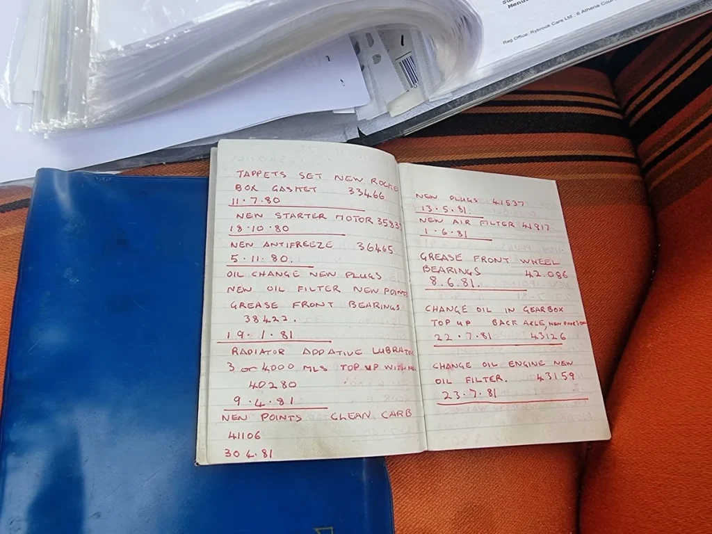 1975 Volvo 244 log book