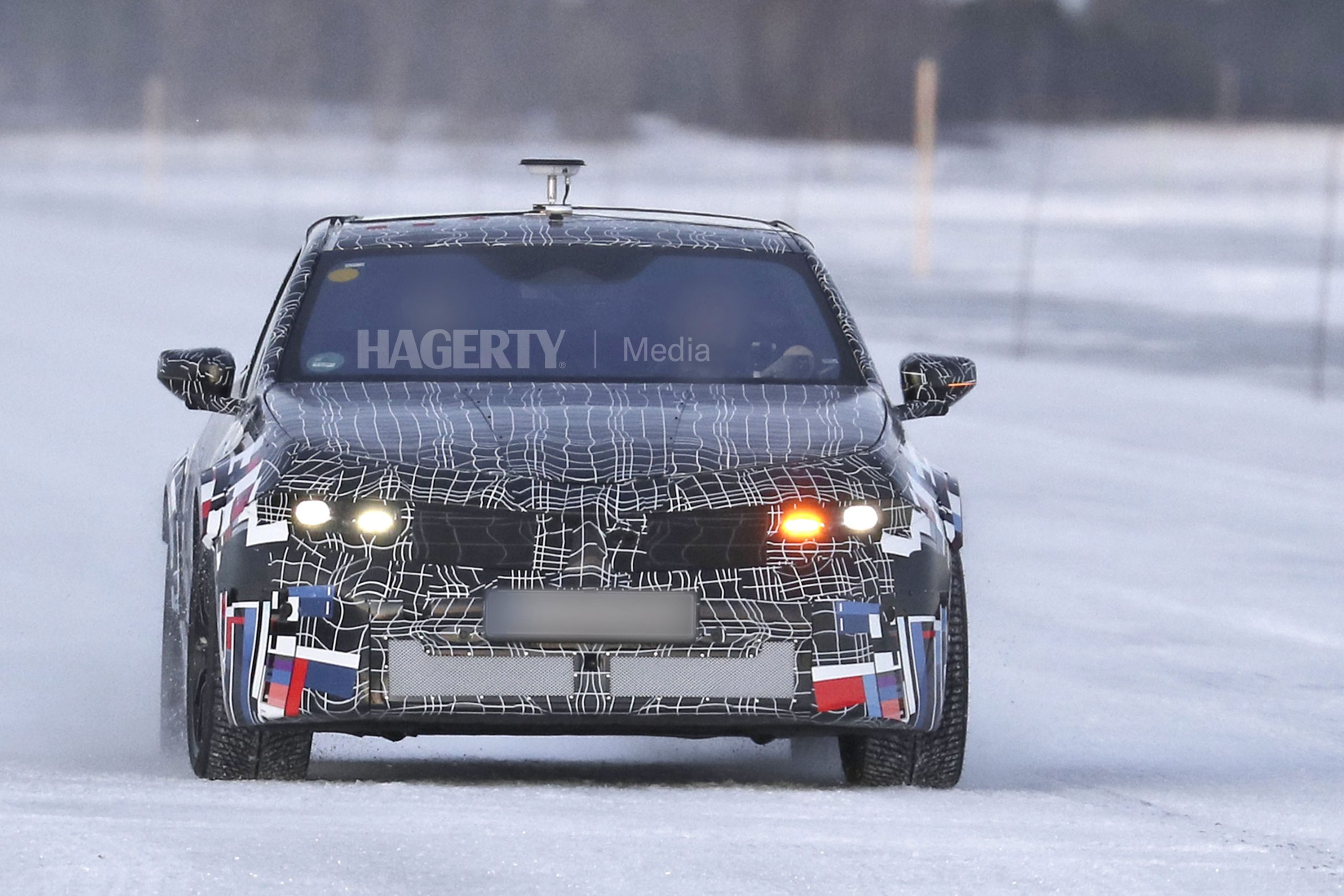 BMW M3 EV spy shot front