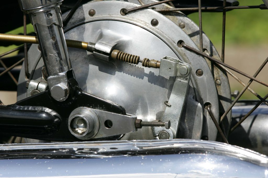 Honda CB72 drum brake close up