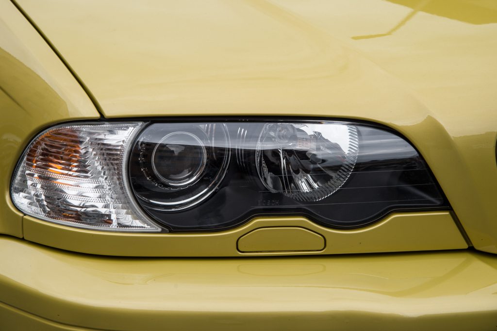 Gold BMW M3 Coupe E46 headlights