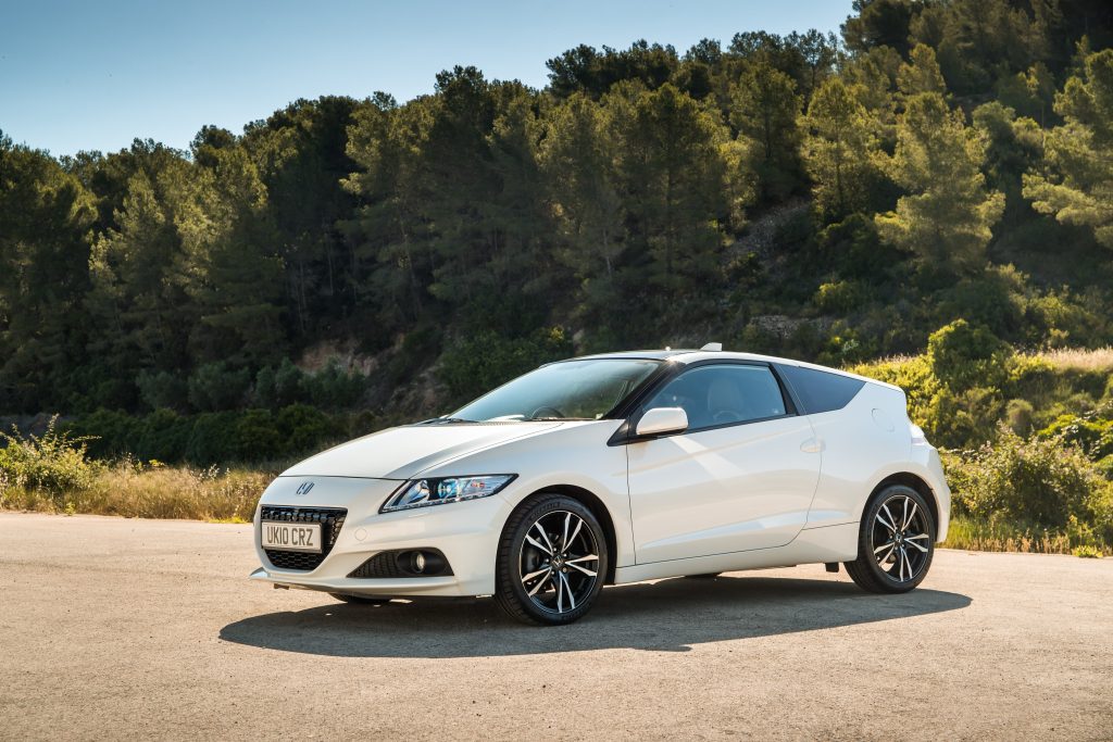 Front view of white Honda CRZ