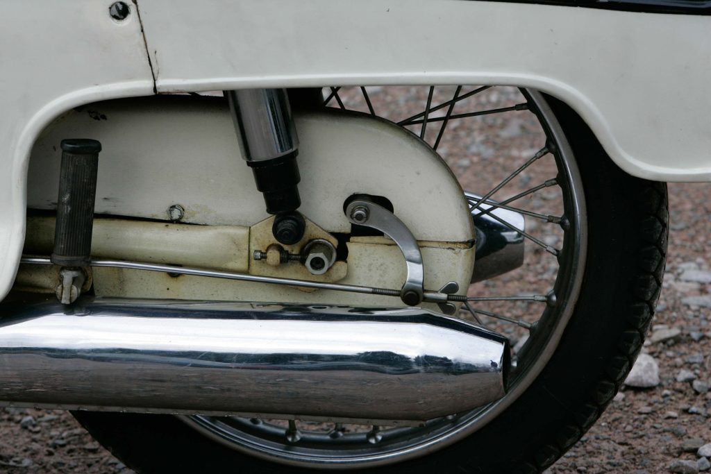 Norton Navigator 350 motorbike rear wheel and exhaust