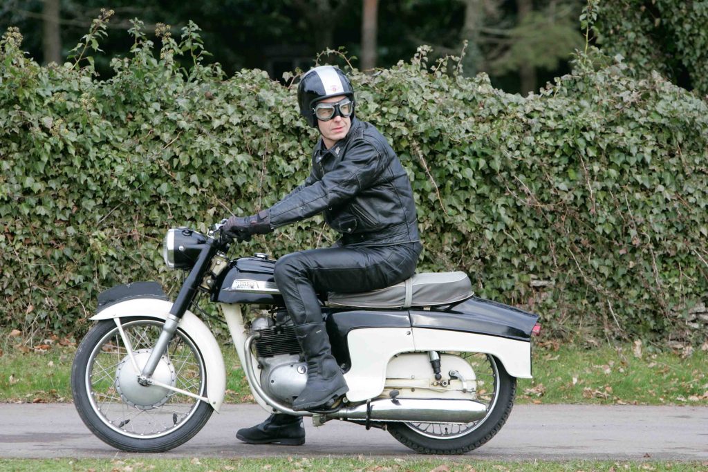 Norton Navigator 350 motorbike with rider