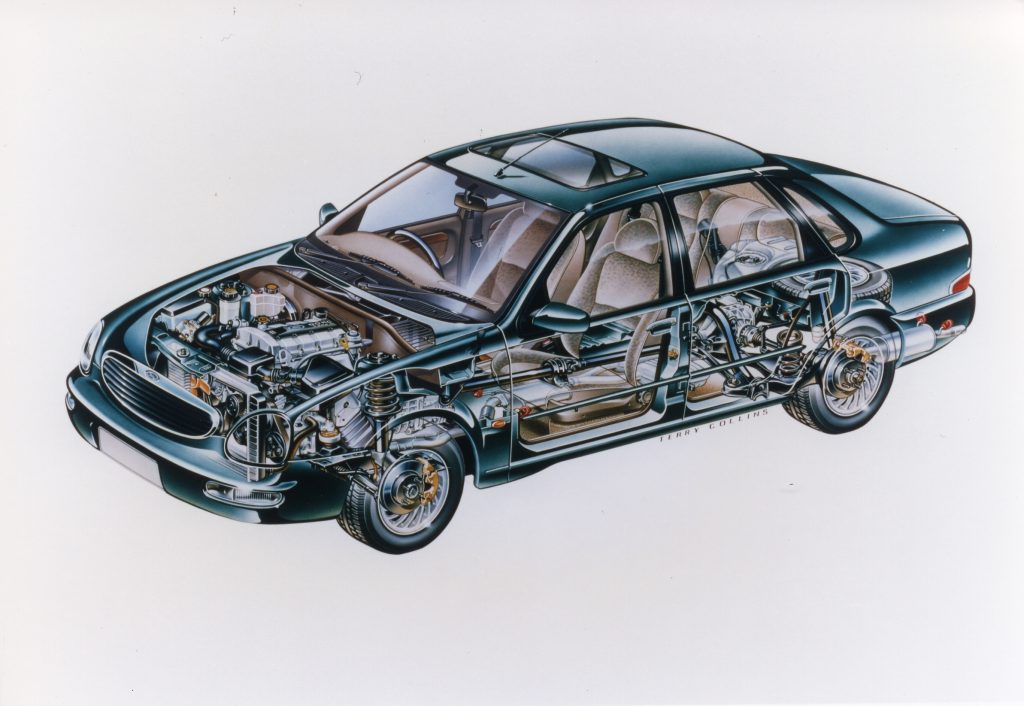 Ford Scorpio 16v cutaway sketch