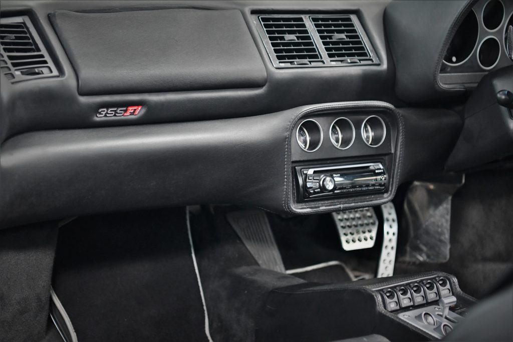 Black interior leather car cabin
