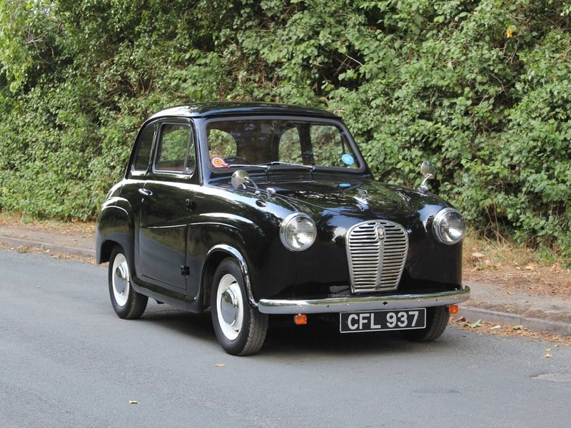 Black Austin A30 parked on the road side
