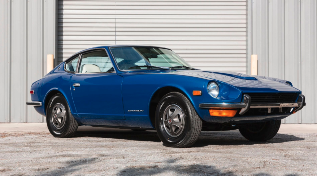 Blue parked up Datsun 240Z