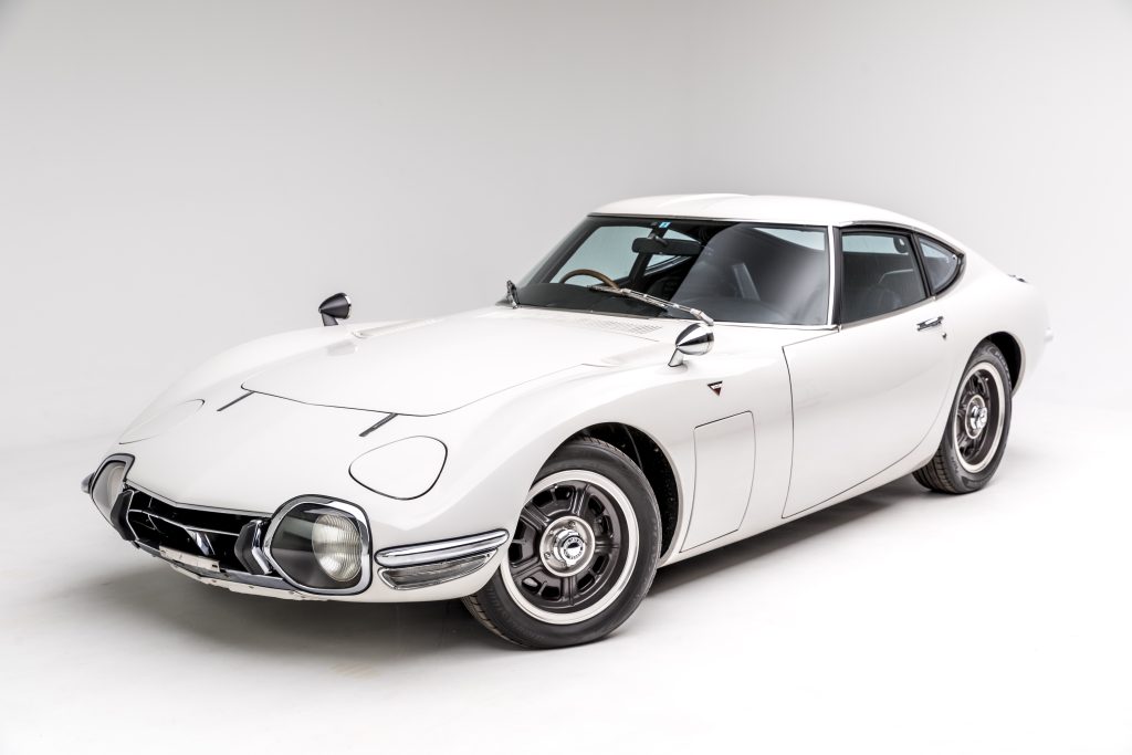 Parked white Toyota 2000GT
