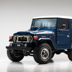 Parked up blue Toyota Land Cruiser