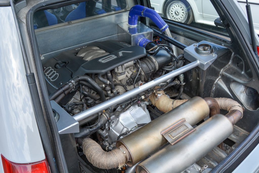 V8 engine inside car