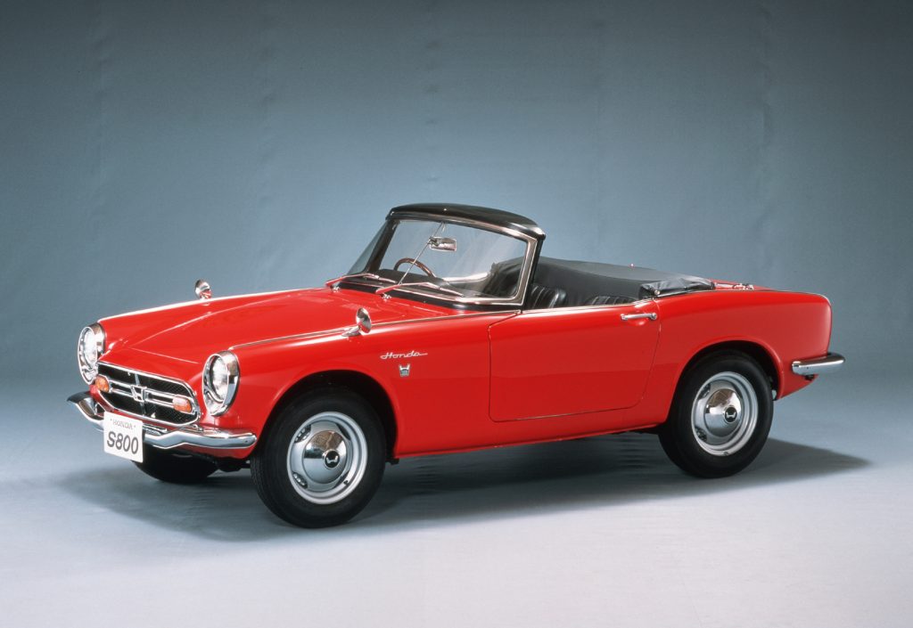 Red parked up Honda S800