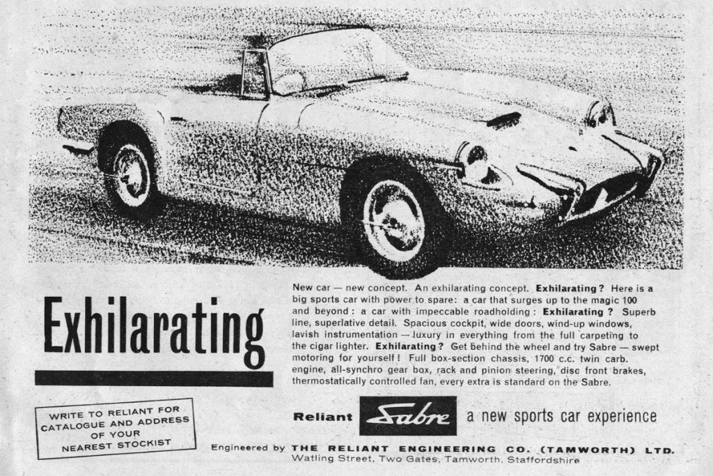 Photocopy of original Reliant Sabre car advert