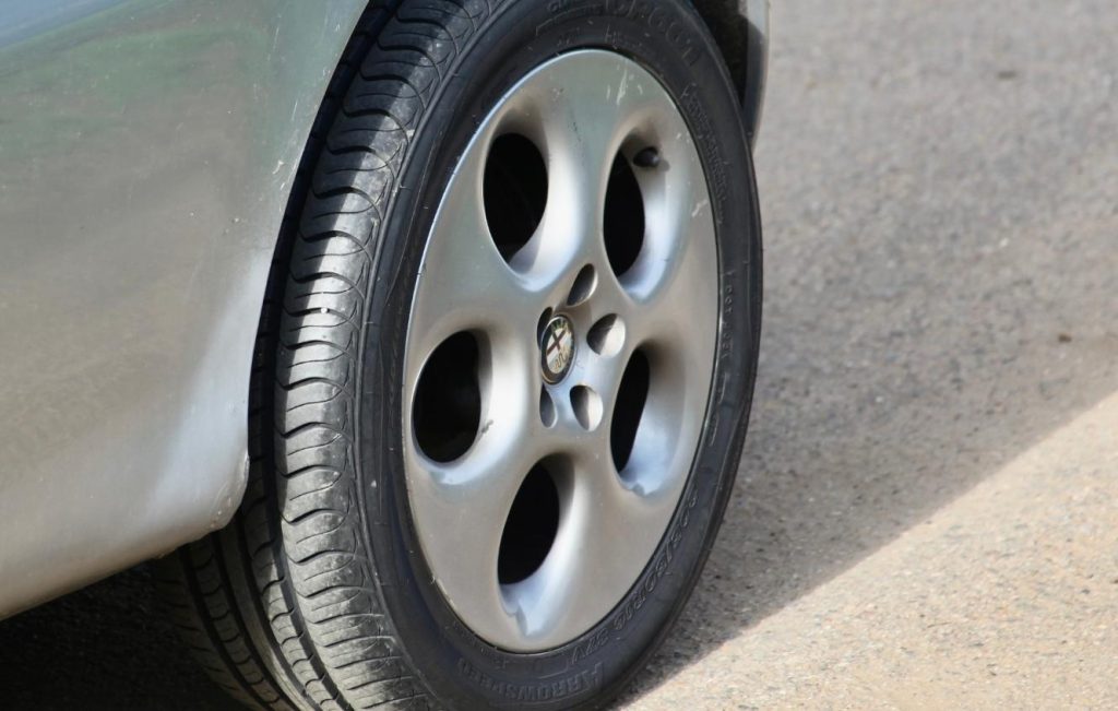 Close up of a wheel on a car