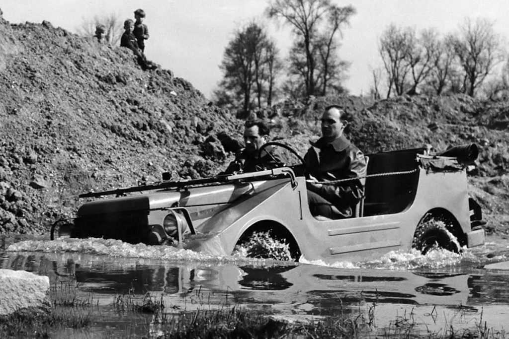 DKW Munga being driven through a river
