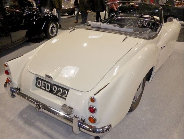 Rear view of a white Daimler Conquest Roadster