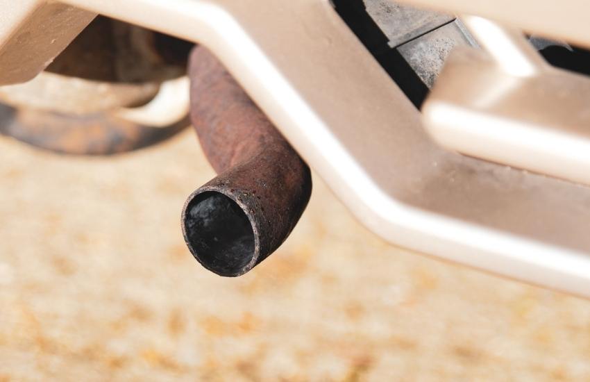 Close up of a car exhaust pipe