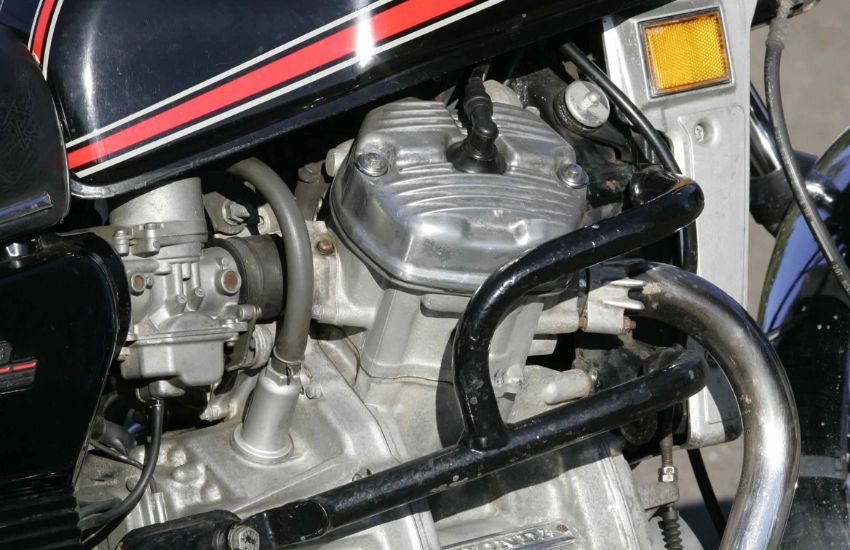 Close up of classic motorbike engine
