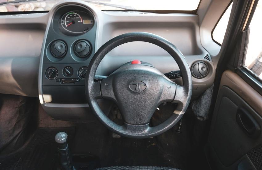 Interior cabin and steering wheel of inside a car