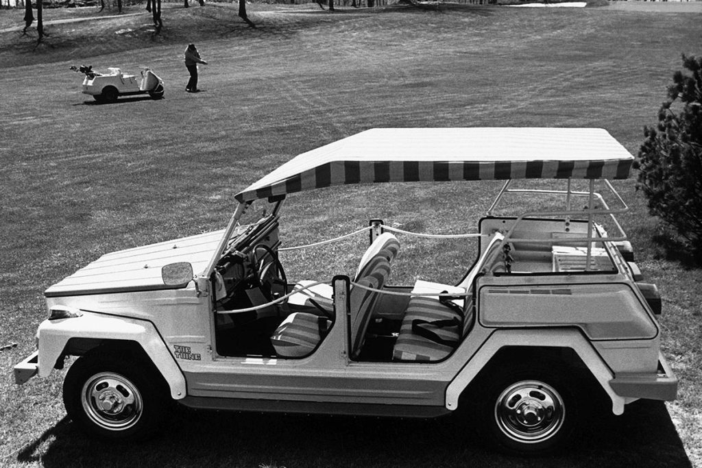 Volkswagen Type 181 vehicle parked in a field