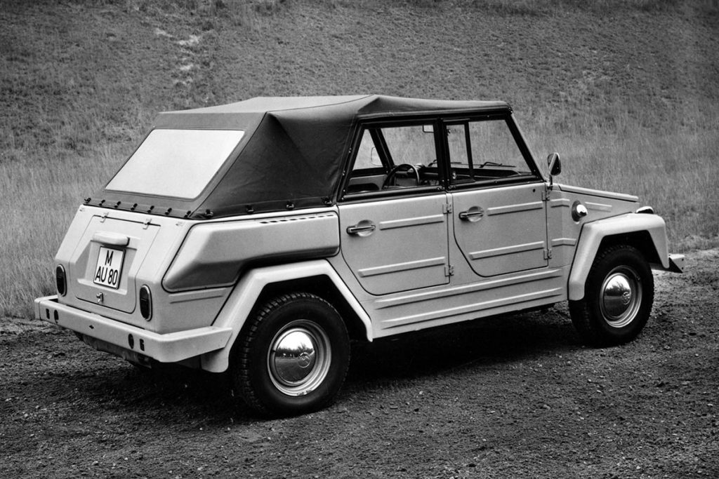 Volkswagen Type 181 vehicle parked in a field