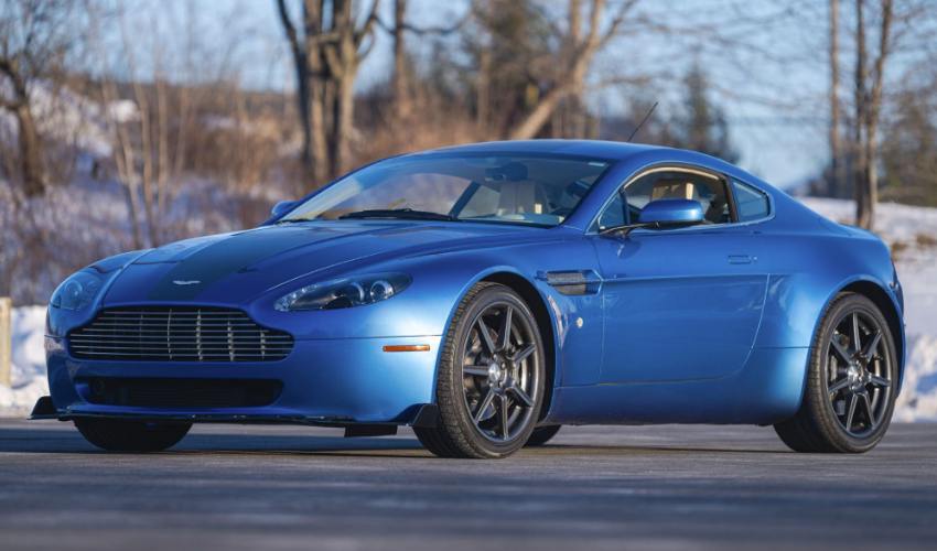 Metallic blue Aston Martin V8 Vantage