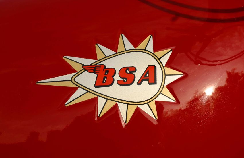 Close up of a BSA logo sticker
