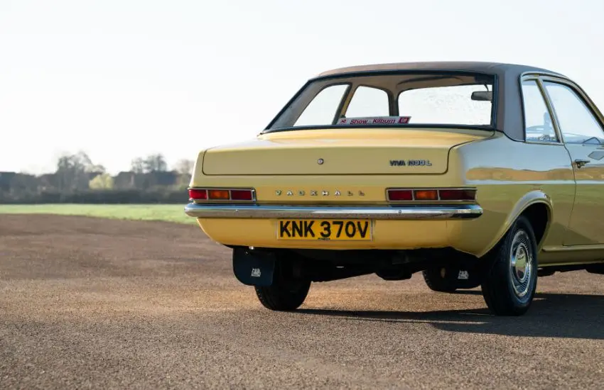 Yellow Vauxhall Viva classic car suitable typically insured with agreed value cover