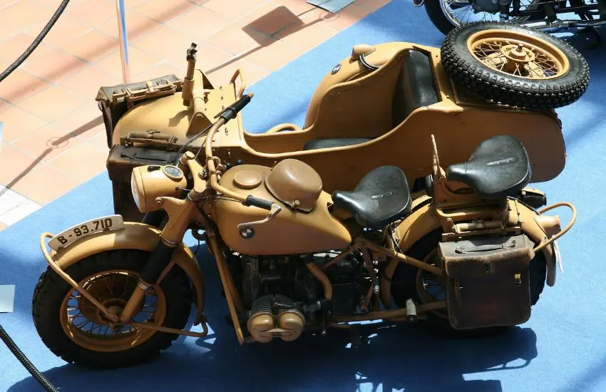 Brown motorbike with a sidecar
