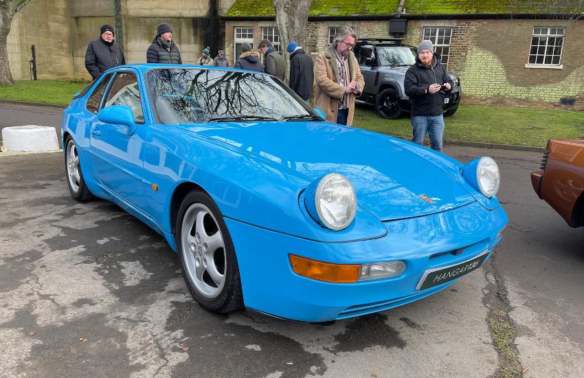 Blue Porsche parked up
