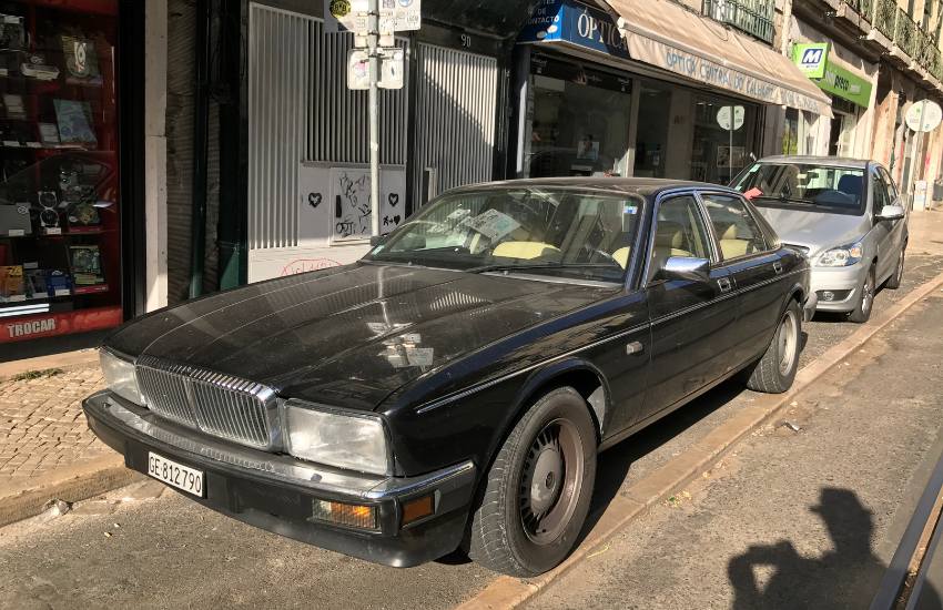 Jaguar XJ40 parked on the street in a low emission zone in Europe
