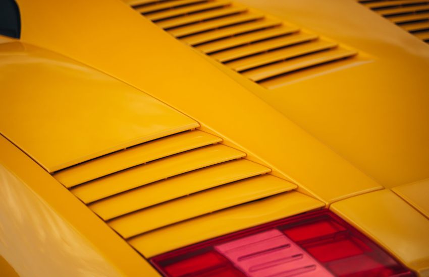 Close up of air vents on a yellow car